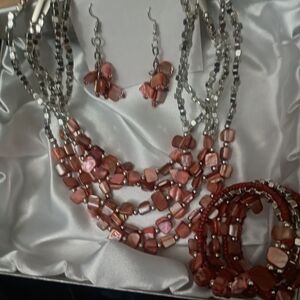 Elegant Multi-Strand Red Jewelry Set